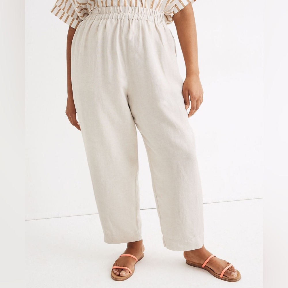 NWT Madewell Tapered Huston Pull-On Crop Pants in heathered natural - M